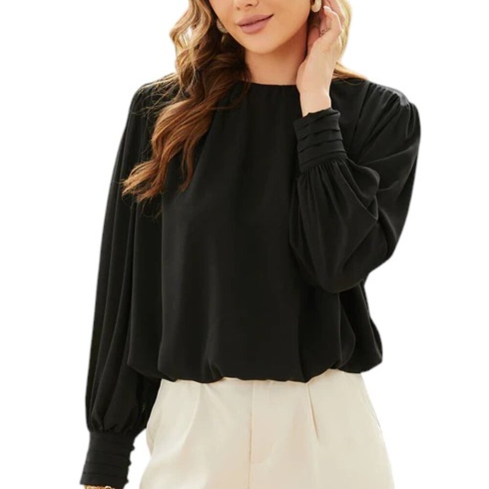 Do+Be Padded Shoulder Buttoned Cuffs Pleated Loos… - image 1